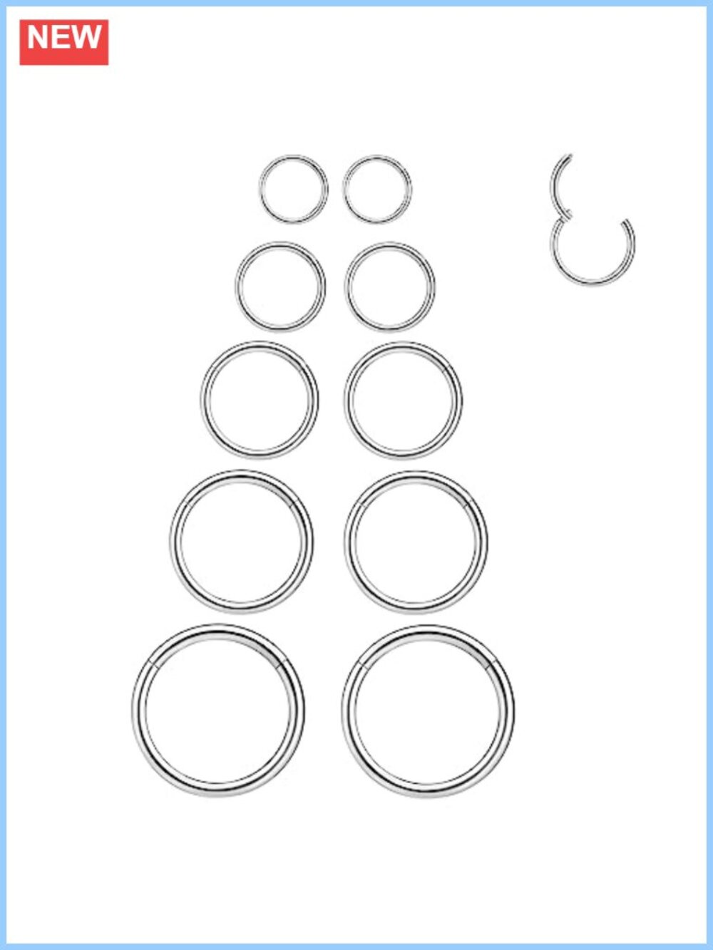 16G Hinged Clicker Septum Ring 316L Stainless Steel Nose Hoop 6mm 7mm 8mm 9mm